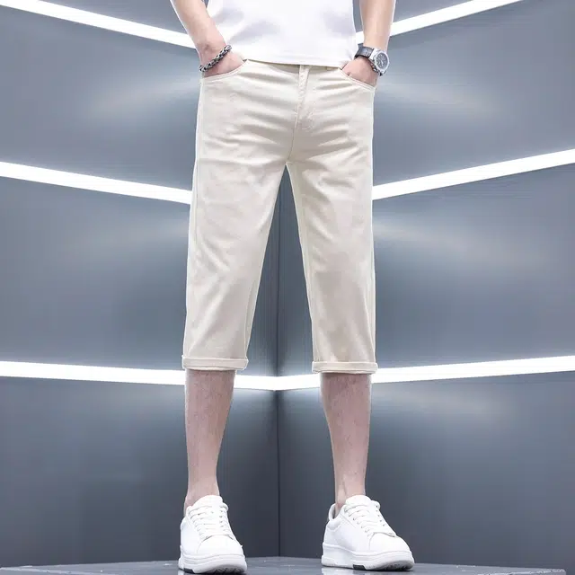 潮人榜 美式潮牌痞帅直筒潮流百搭牛仔短裤 男款