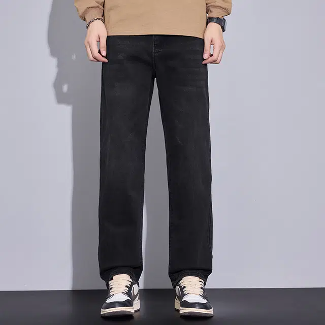 潮人榜 高端潮牌美式黑色复古水洗痞帅宽松直筒长裤子男士秋冬季潮流百搭休闲弹力显高显瘦高品质牛仔裤  男款