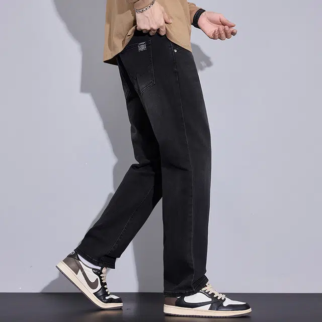 潮人榜 高端潮牌美式黑色复古水洗痞帅宽松直筒长裤子男士秋冬季潮流百搭休闲弹力显高显瘦高品质牛仔裤  男款