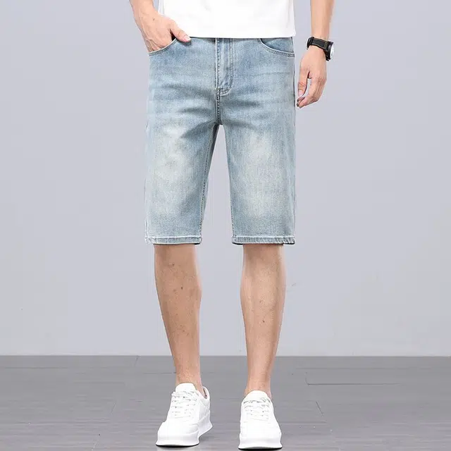 潮人榜 高端复古弹力直筒宽松潮牌休闲潮流百搭日常通勤牛仔短裤 男女同款