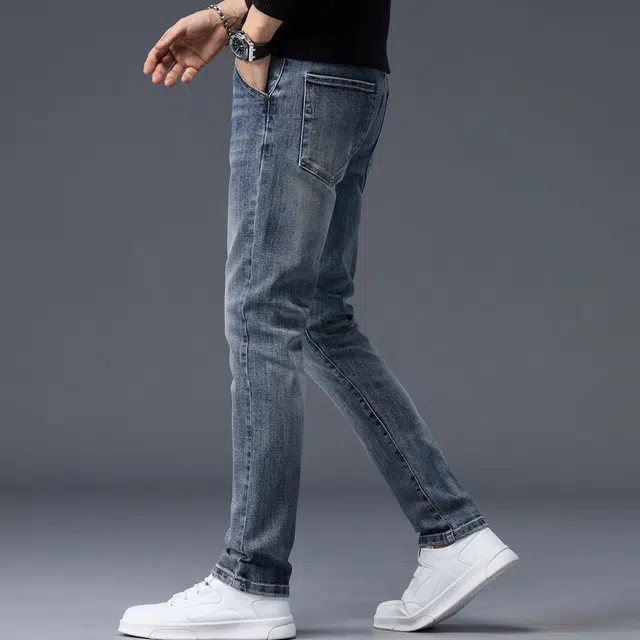 潮人榜 秋冬季高端潮牌复古修身小直筒高级感男士长裤子美式潮流百搭休闲显高显瘦弹力牛仔裤 男款