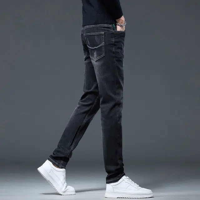 潮人榜 秋冬季高端潮牌复古痞帅修身小直筒长裤子男士美式潮流百搭休闲弹力显高显瘦轻商务韩版高品质牛仔裤 男款