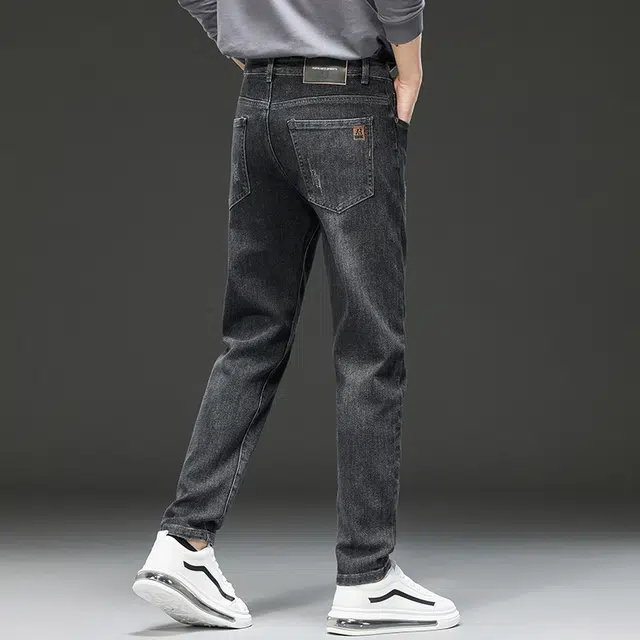 潮人榜 美式高端轻商务秋冬款百搭潮流日常通勤时尚休闲中腰修身舒适直筒小脚弹力牛仔裤 男款