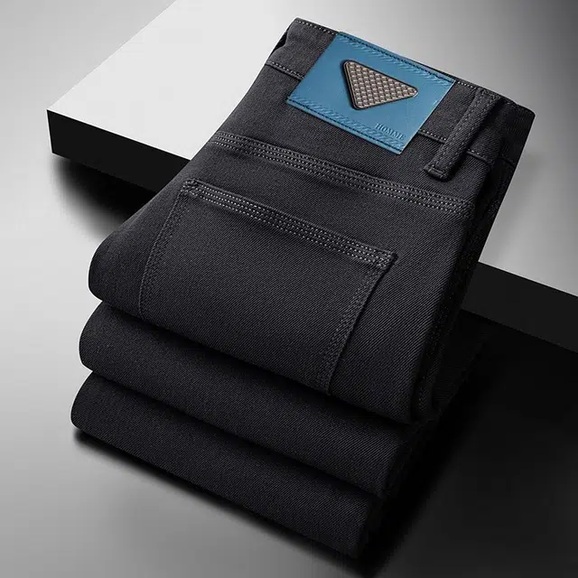 潮人榜 美式复古水洗潮牌高街轻商务宽松时尚休闲百搭弹力日常通勤直筒小脚牛仔裤 男款