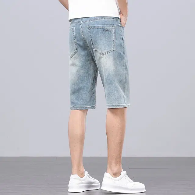 潮人榜 高端复古弹力直筒宽松潮牌休闲潮流百搭日常通勤牛仔短裤 男女同款