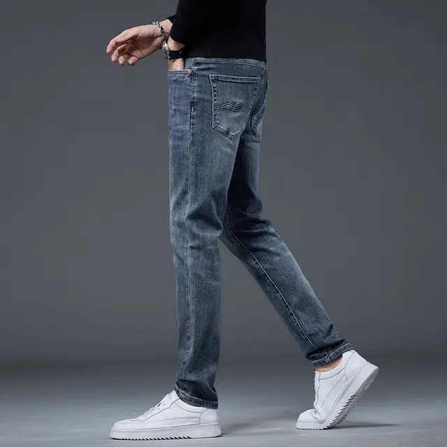 潮人榜 秋冬季美式潮牌高品质复古痞帅修身小直筒男士长裤子韩版潮流百搭休闲弹力显高显瘦轻商务高端牛仔裤 男款