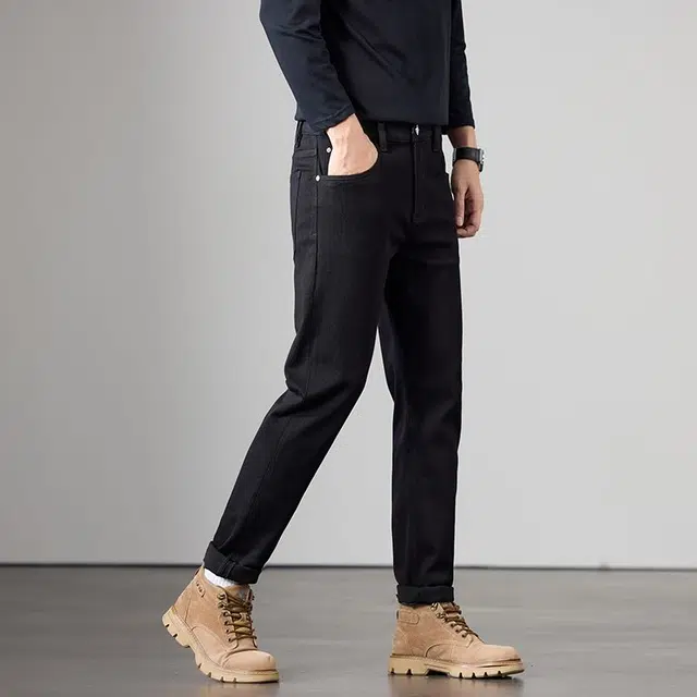 潮人榜 美式复古水洗潮牌高街轻商务宽松时尚休闲百搭弹力日常通勤直筒小脚牛仔裤 男款