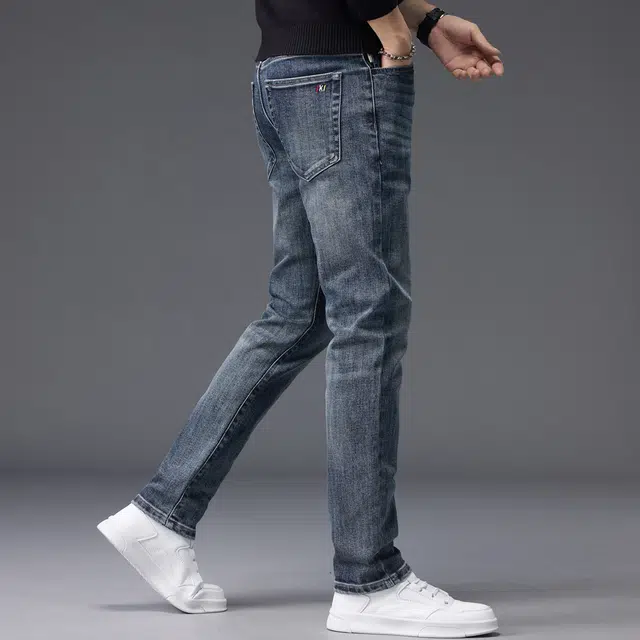潮人榜 秋冬季美式潮牌复古修身小脚高级感男士长裤子潮流百搭休闲显高显瘦高端牛仔裤 男款