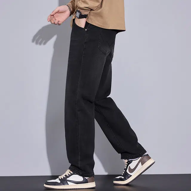 潮人榜 高端潮牌美式黑色复古水洗痞帅宽松直筒长裤子男士秋冬季潮流百搭休闲弹力显高显瘦高品质牛仔裤  男款