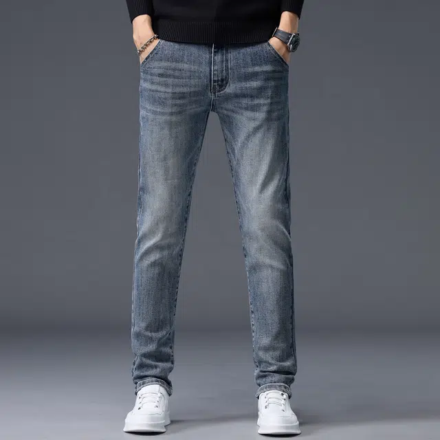 潮人榜 秋冬季高端潮牌复古修身小直筒高级感男士长裤子美式潮流百搭休闲显高显瘦弹力牛仔裤 男款