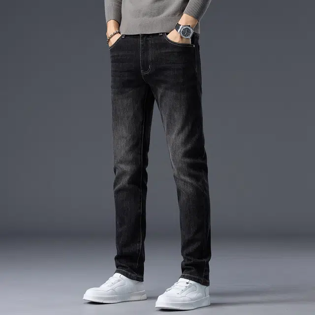 潮人榜 秋冬季美式潮牌复古修身小直筒高级感男士裤子潮流百搭休闲弹力显高显瘦轻商务通勤高端牛仔裤 男款