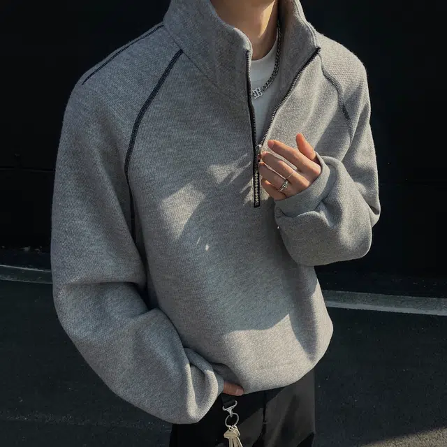 悍戈 美式复古半拉链宽松休闲多场景适用上衣卫衣 男女同款