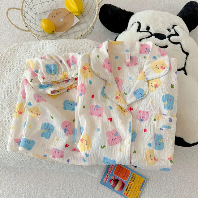 顶瓜瓜 夏季女透气舒适简约柔软可爱家居服睡衣套装 女款