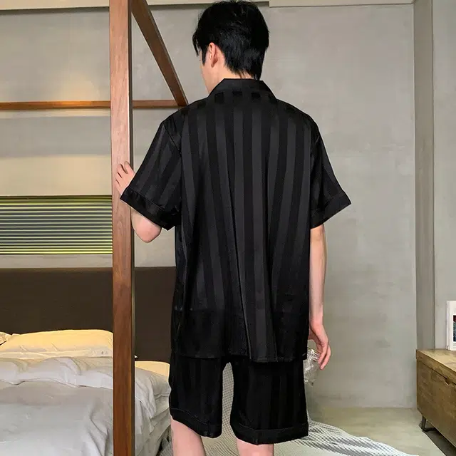 顶瓜瓜 时尚舒适简约短袖五分裤家居服夏季睡衣套装 男款