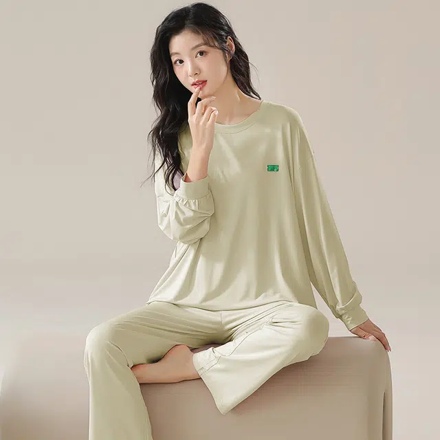 顶瓜瓜 简约舒适宽松版型透气亲肤面料可外穿家居服睡衣套装 女款