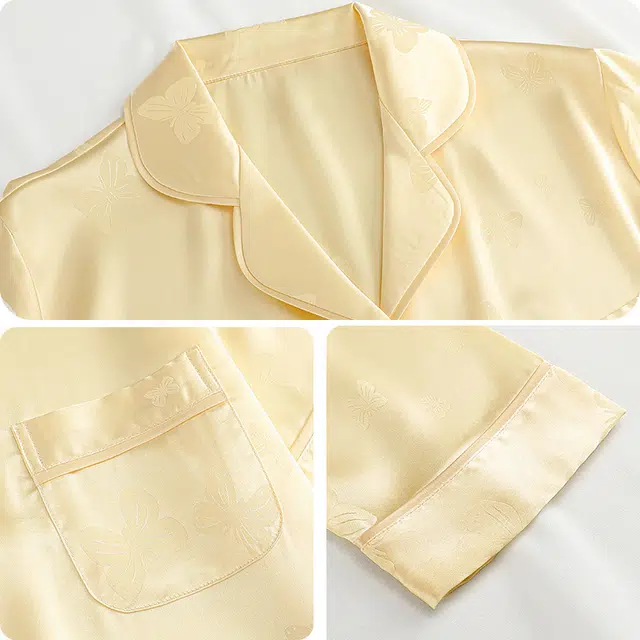 顶瓜瓜 蝴蝶甜美风翻领长袖长裤休闲舒适家居服睡衣套装 女款