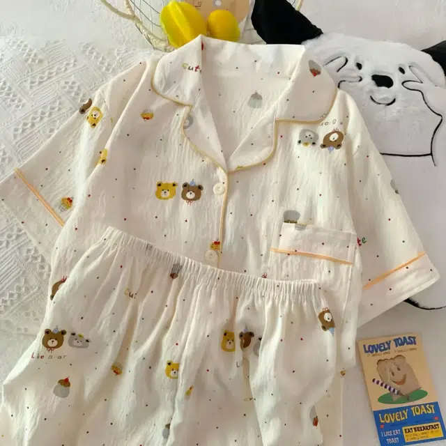 顶瓜瓜 夏季薄款卡通小熊甜美风休闲短袖短裤舒适家居服睡衣套装 女款