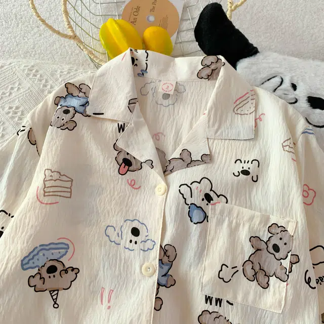 顶瓜瓜 夏季女简约休闲小狗印花家居服睡衣礼盒 女款