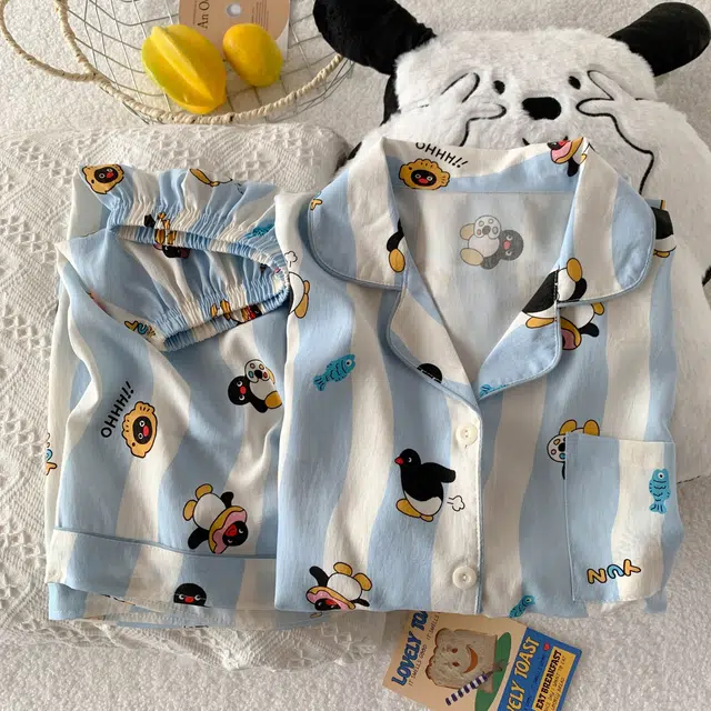 顶瓜瓜 简约舒适卡通图案休闲风格短袖短裤家居服睡衣礼盒 女款