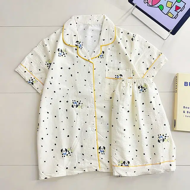 顶瓜瓜 夏季女可爱印花舒适简约设计柔软透气面料家居服睡衣套装 女款