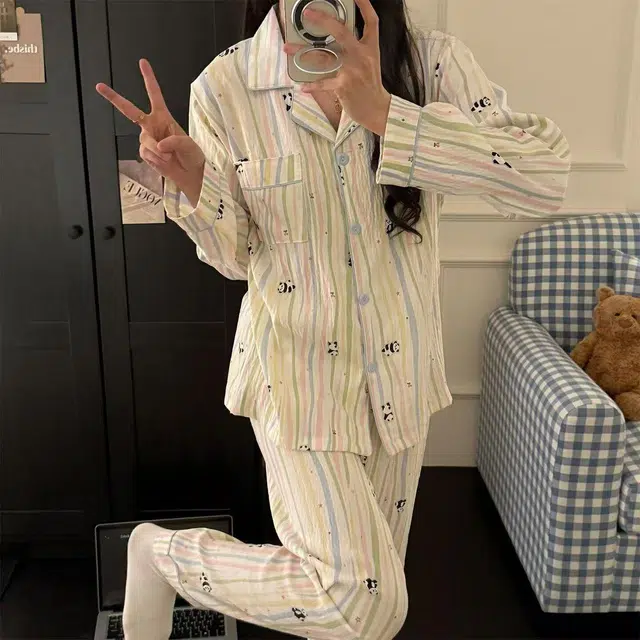 顶瓜瓜 夏季女透气舒适简约休闲宽松设计家居服睡衣套装 女款