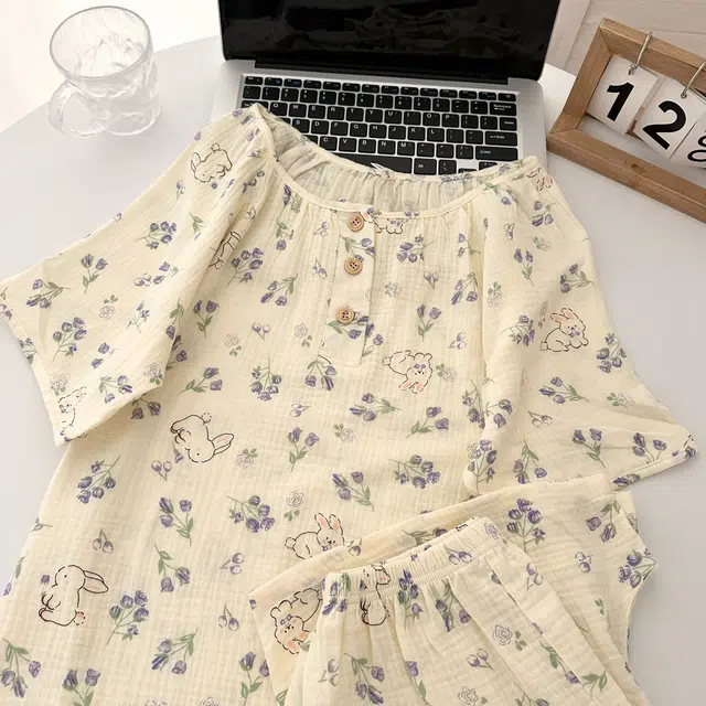 顶瓜瓜 夏季女舒适休闲亲肤短袖短裤家居服睡衣套装 女款