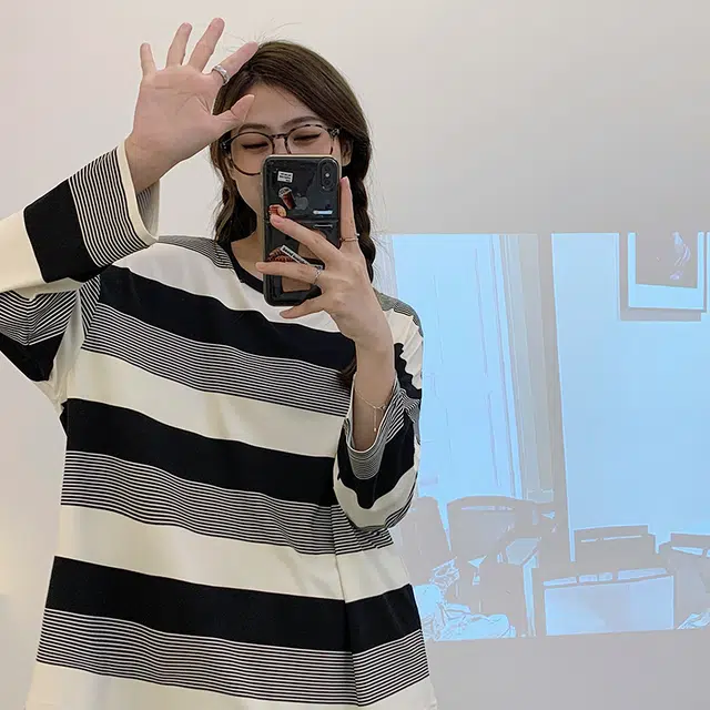 顶瓜瓜 渐变圆领条纹图案设计简约舒适可外穿家居睡衣套装 女款