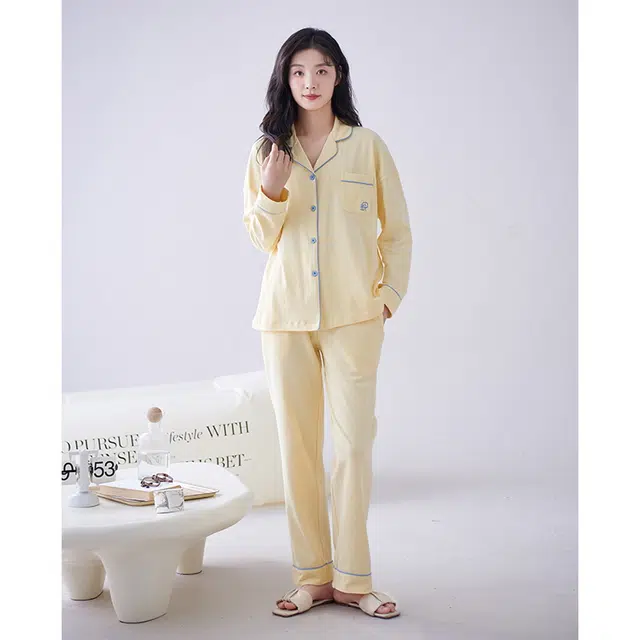 顶瓜瓜 居家舒适休闲简约风长袖家居服睡衣套装 女款