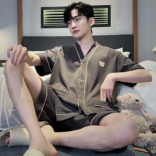 顶瓜瓜 夏季女透气简约舒适休闲短袖款式家居服睡衣套装 女款