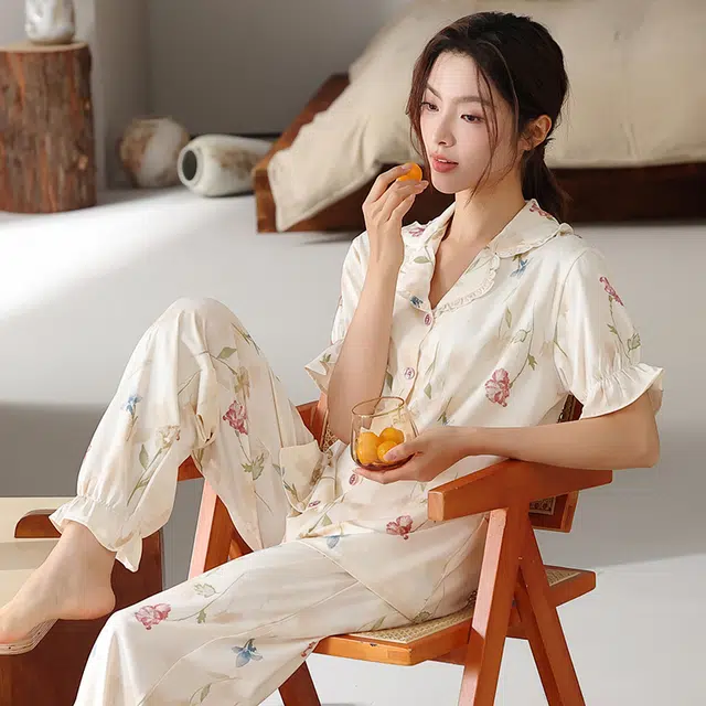 顶瓜瓜 国风灯笼短袖长裤小清新休闲舒适家居服睡衣套装 女款