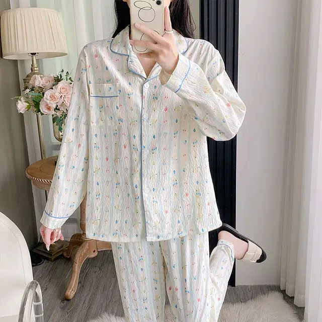 顶瓜瓜 夏季女透气舒适简约设计休闲亲肤家居服睡衣套装 女款