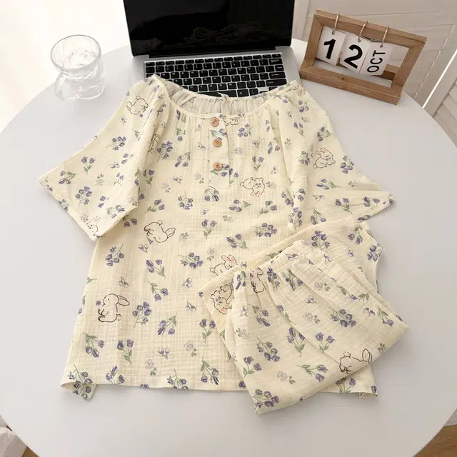 顶瓜瓜 夏季女舒适休闲亲肤短袖短裤家居服睡衣套装 女款