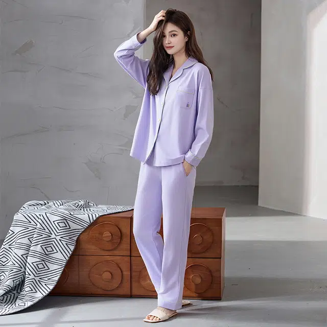 顶瓜瓜 纯棉面料简约舒适无束缚可外穿家居服睡衣套装 男女同款