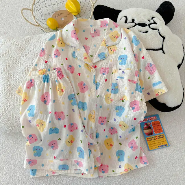 顶瓜瓜 家居女简约舒适短袖短裤卡通印花服睡衣礼盒 女款