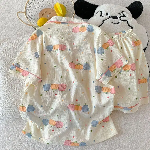 顶瓜瓜 夏季女透气舒适简约休闲甜美可爱家居服睡衣套装 女款