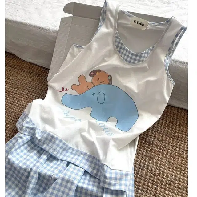 顶瓜瓜 家居卡通大象图案休闲亲肤舒适面料服睡衣礼盒 女款