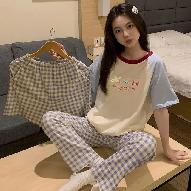 顶瓜瓜 家居轻盈简约小猫印花休闲舒适面料服睡衣礼盒 女款