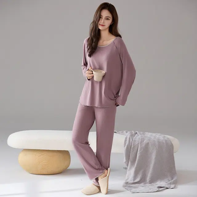 顶瓜瓜 舒适简约亲肤透气女款带胸垫可外穿家居服睡衣套装 男女同款