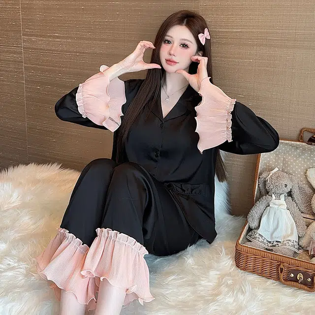 顶瓜瓜 冰丝简约舒适可外穿家居服睡衣套装 女款