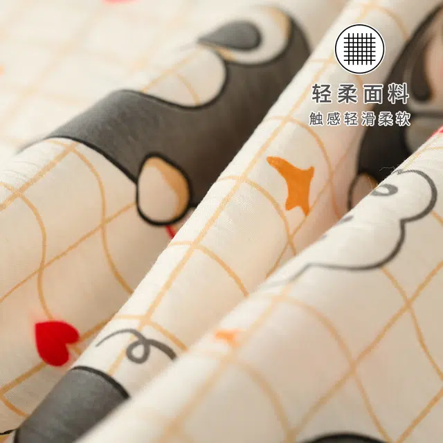 顶瓜瓜 云朵棉短袖短裤长裤翻领开衫可爱卡通格子熊猫三件套家居服夏季睡衣套装 女款