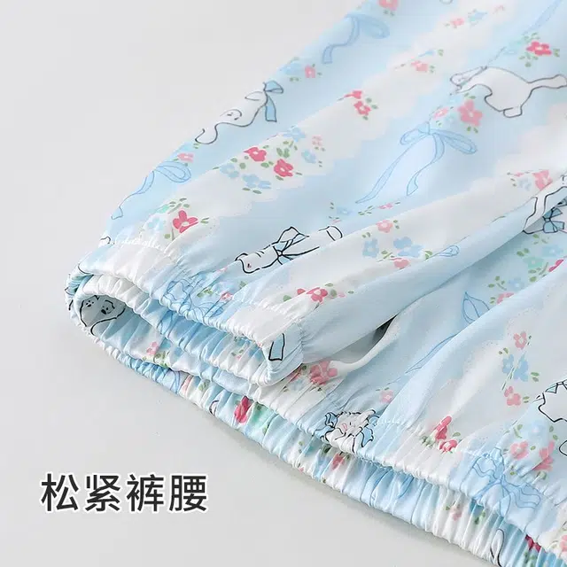 顶瓜瓜 夏季女透气舒适简约设计休闲宽松款式三件套家居服睡衣套装 女款