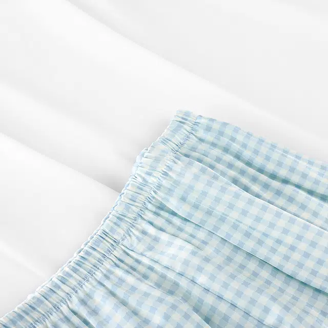 顶瓜瓜 短袖可爱卡通小企鹅格子家居服睡衣套装 女款 图片色