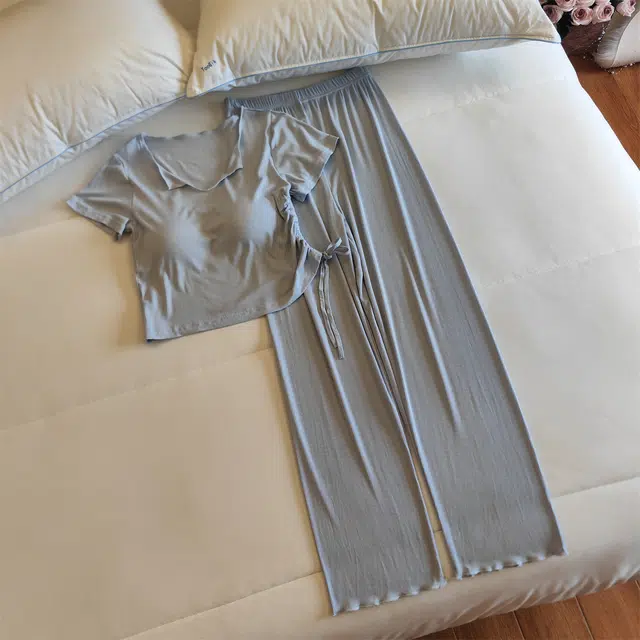 顶瓜瓜 带胸垫夏季女透气舒适休闲宽松设计家居服睡衣套装 女款