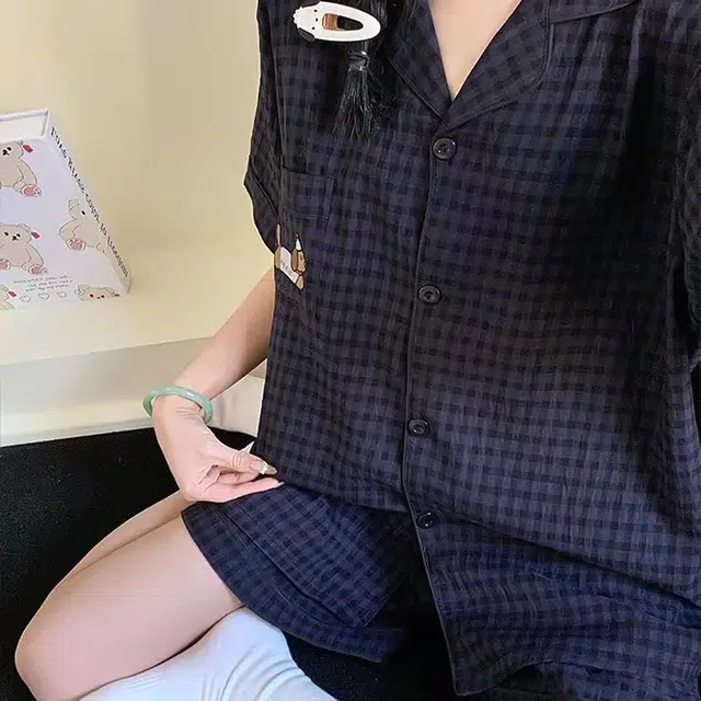 顶瓜瓜 夏季女可爱简约透气舒适柔软面料家居服睡衣套装 女款