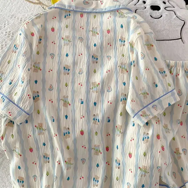 顶瓜瓜 夏季女透气简约休闲轻便柔软面料家居服睡衣套装 女款