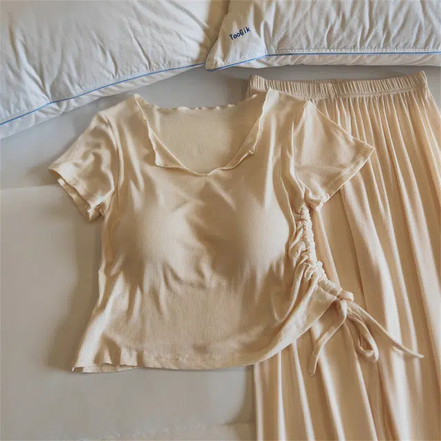 顶瓜瓜 带胸垫夏季女透气舒适休闲时尚宽松设家居服睡衣套装 女款