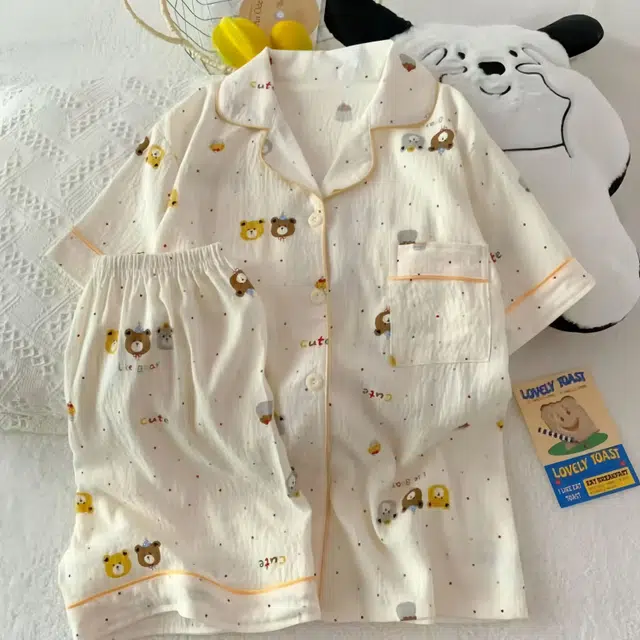 顶瓜瓜 夏季薄款卡通小熊甜美风休闲短袖短裤舒适家居服睡衣套装 女款