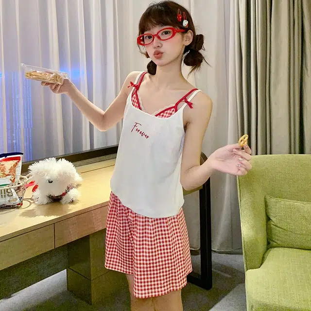 顶瓜瓜 家居休闲轻盈简约设计可外穿吊带服睡衣礼盒 女款