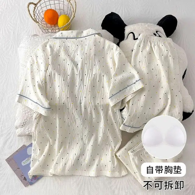 顶瓜瓜 夏季女透气简约休闲设计三件套家居服睡衣礼盒 女款