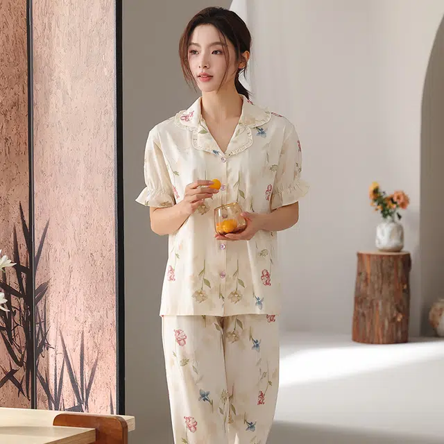 顶瓜瓜 国风灯笼短袖长裤小清新休闲舒适家居服睡衣套装 女款